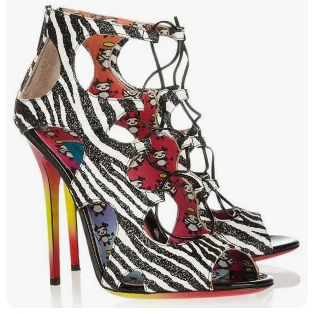 Jimmy Choo Rob Pruitt Diffuse Glitter Zebra Print… - image 2